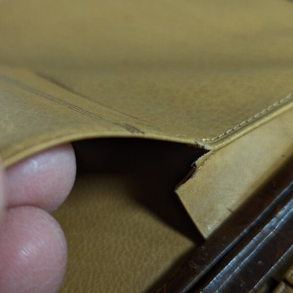 Antique English leather travel wallet, calling card case, passport sleeve - Picture 12 of 12